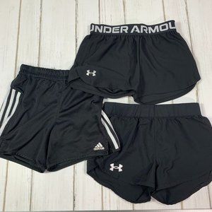 Girls Under Armour and Adidas Mesh and Woven Shorts - Sizes Small and Medium
